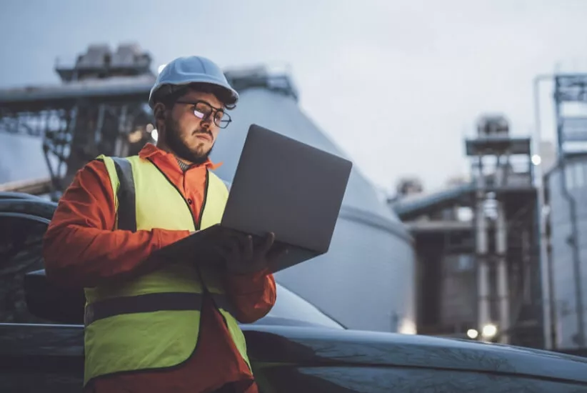Workman with laptop