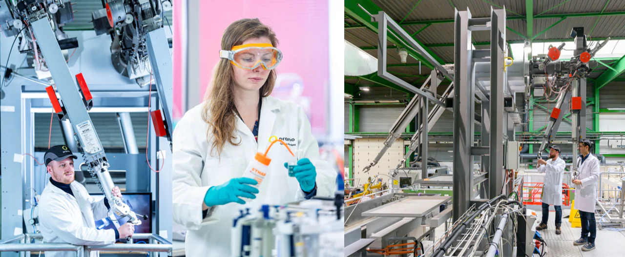 Remote manipulator in the Beaumont Research Hall (HRB). Beaumont Hague. France © Orano, CRESPEAU Cyril 2. Chemistry Laboratory of the Beaumont Research Hall (HRB). Orano Projects. Equeurdreville. France © Orano, CRESPEAU Cyril 3. Zone devoted to the model of the dissolver. Beaumont development y testing hall (HRB) ©Orano, HELSLY Cedric