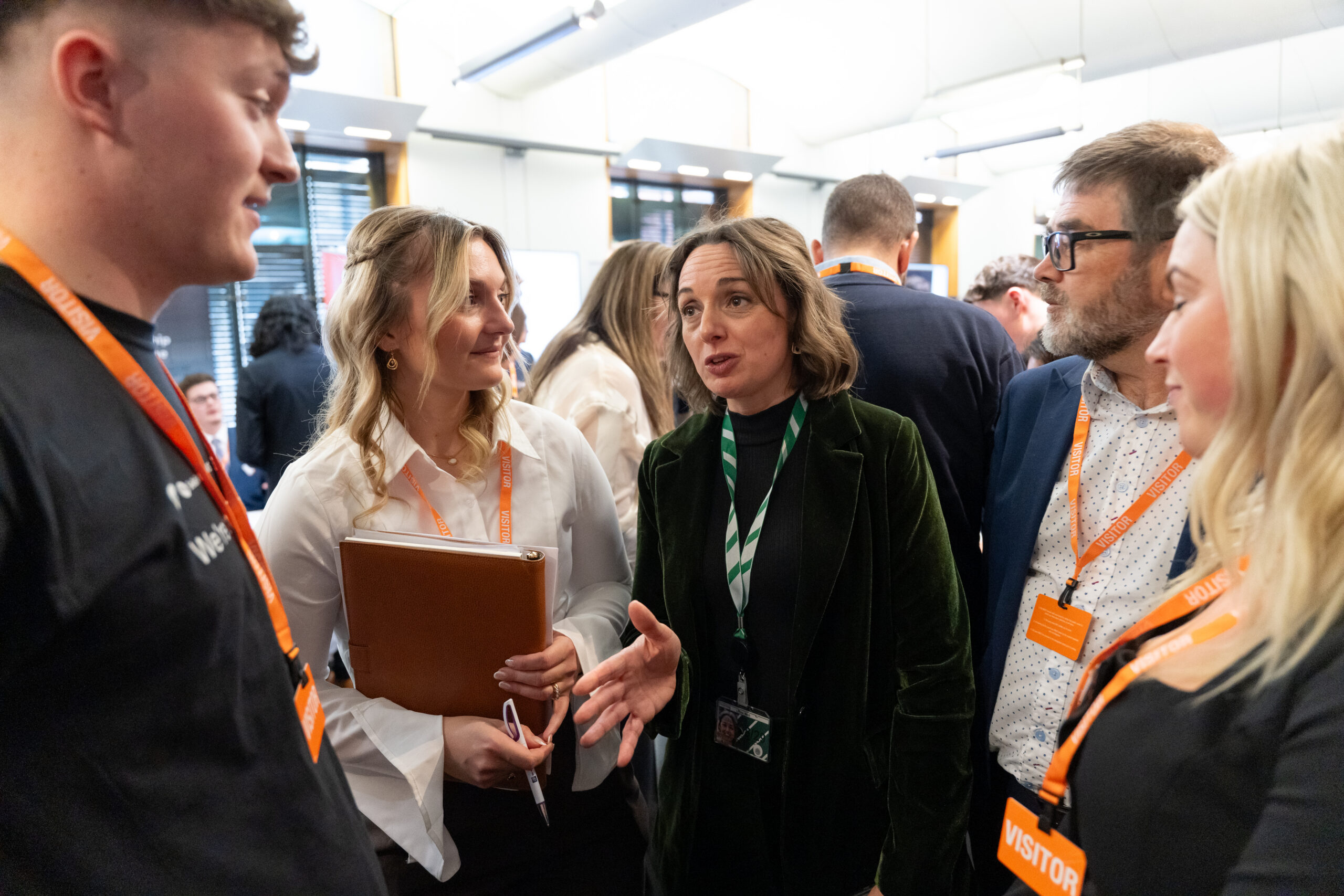 Illinois Medi speaking to Millie Beaver and NDA apprentices as the NIA's Nuclear Week in Parliament
